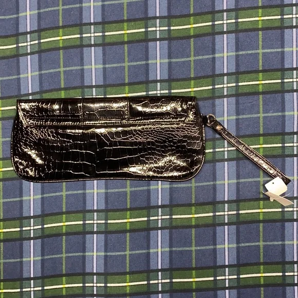 Genuine Faux Leather Black Clutch Purse - Picture 2 of 8